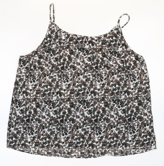 NEXT Womens Grey Geometric Polyester Basic Tank Size 22 Round Neck