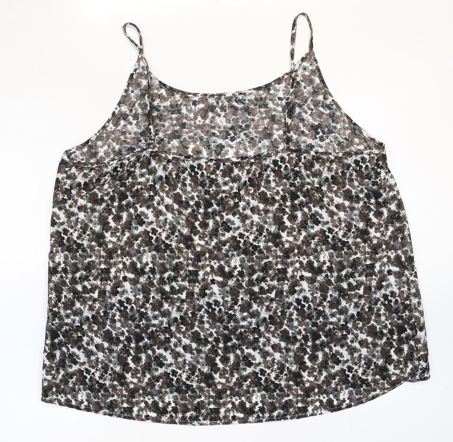NEXT Womens Grey Geometric Polyester Basic Tank Size 22 Round Neck