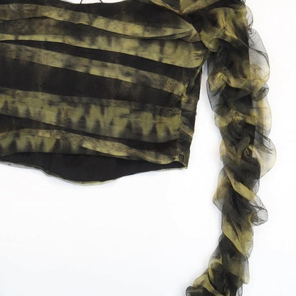 Zara Womens Green Polyester Cropped Blouse Size M Square Neck