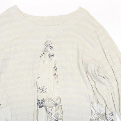 Preworn Womens Beige 100% Cotton Basic Blouse One Size Round Neck