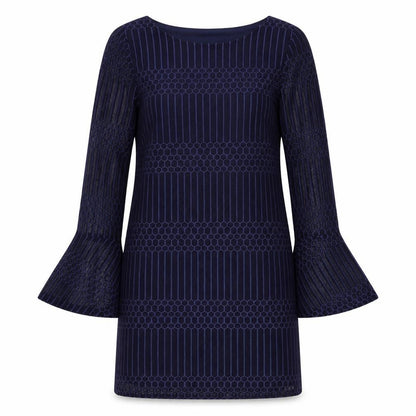 Mela London Womens Blue Geometric Polyester Shift Size 8 Boat Neck Pullover