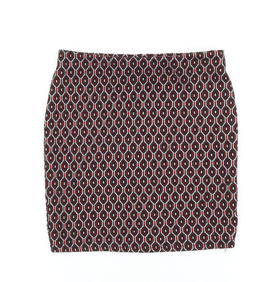 Preworn Womens Red Geometric Polyester Bandage Skirt Size 26