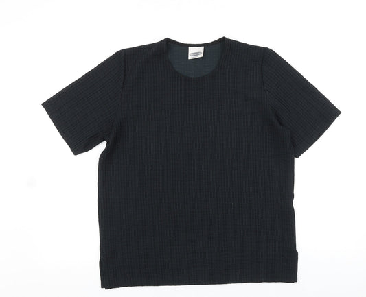 Sol Design Womens Black Polyester Basic T-Shirt Size M Round Neck - Textured