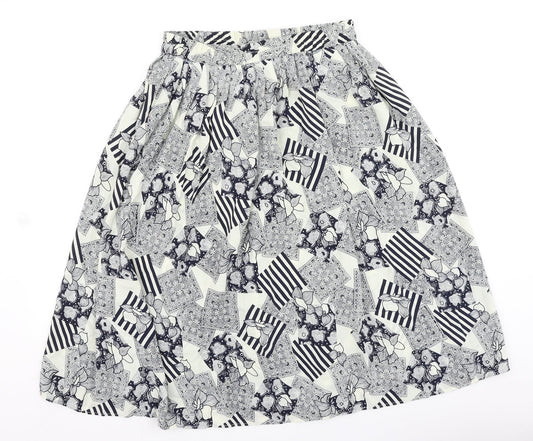 Preworn Womens Blue Geometric Polyester A-Line Skirt Size XL
