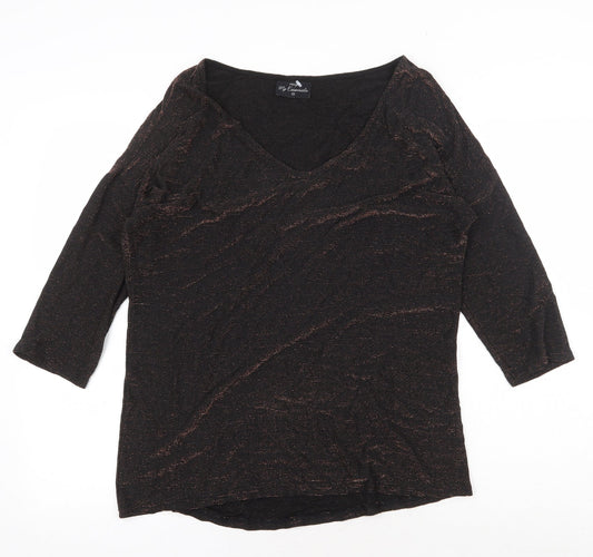 NEXT Womens Black Viscose Basic Blouse Size 12 Round Neck