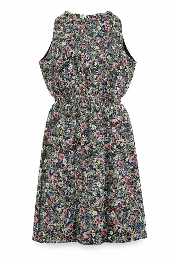 H&M Womens Multicoloured Floral Polyester Fit & Flare Size 10 Round Neck Button