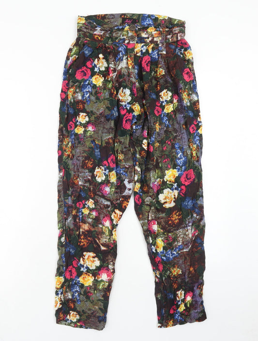 Motel Womens Multicoloured Geometric Viscose Bloomer Trousers Size S Regular Zip