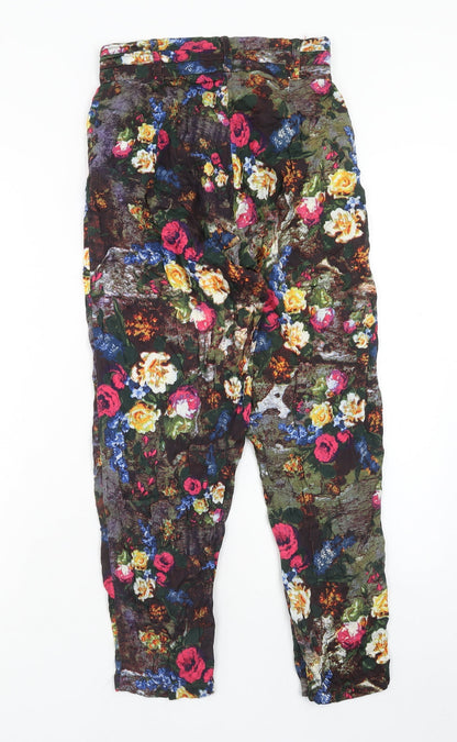 Motel Rocks Womens Multicoloured Geometric Viscose Bloomer Trousers Size S Regular Zip