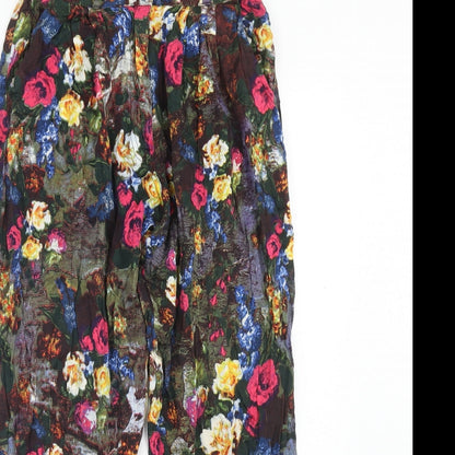 Motel Rocks Womens Multicoloured Geometric Viscose Bloomer Trousers Size S Regular Zip