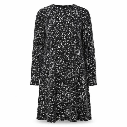 F&F Womens Black Polka Dot Polyester A-Line Size 6 Round Neck Pullover