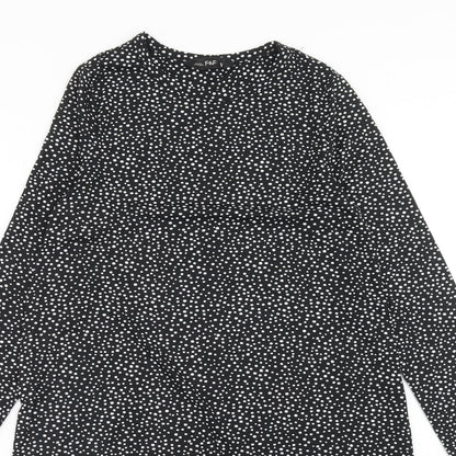 F&F Womens Black Polka Dot Polyester A-Line Size 6 Round Neck Pullover