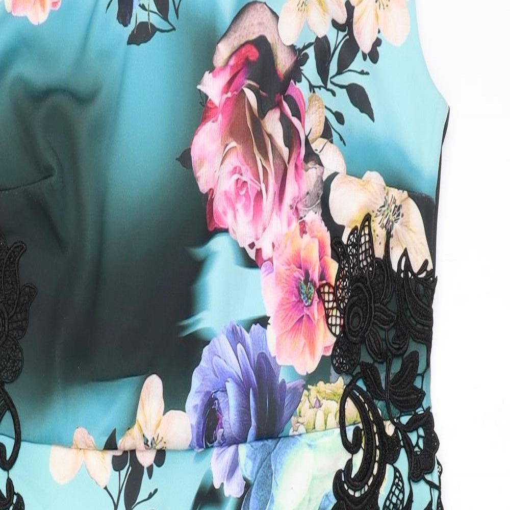 Joanna Hope Womens Multicoloured Floral Polyester A-Line Size 12 Round Neck Zip