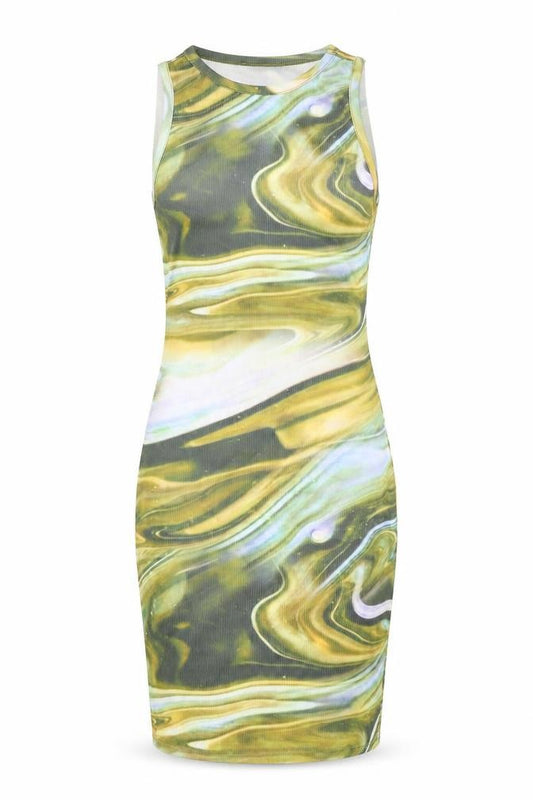 PRETTYLITTLETHING Womens Multicoloured Geometric Polyester Bodycon Size 8 Round Neck