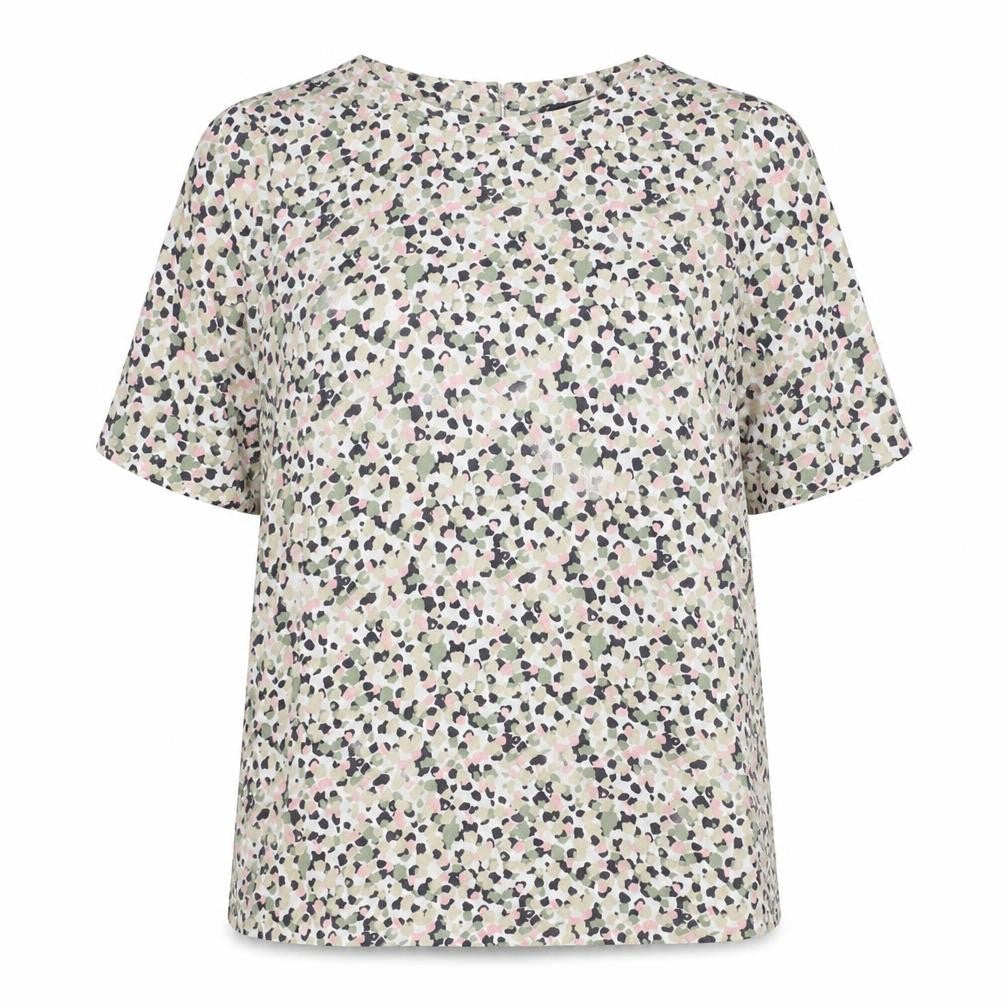 Marks & Spencer Womens Multicoloured Geometric Polyester Basic T-Shirt Size 6 Round Neck