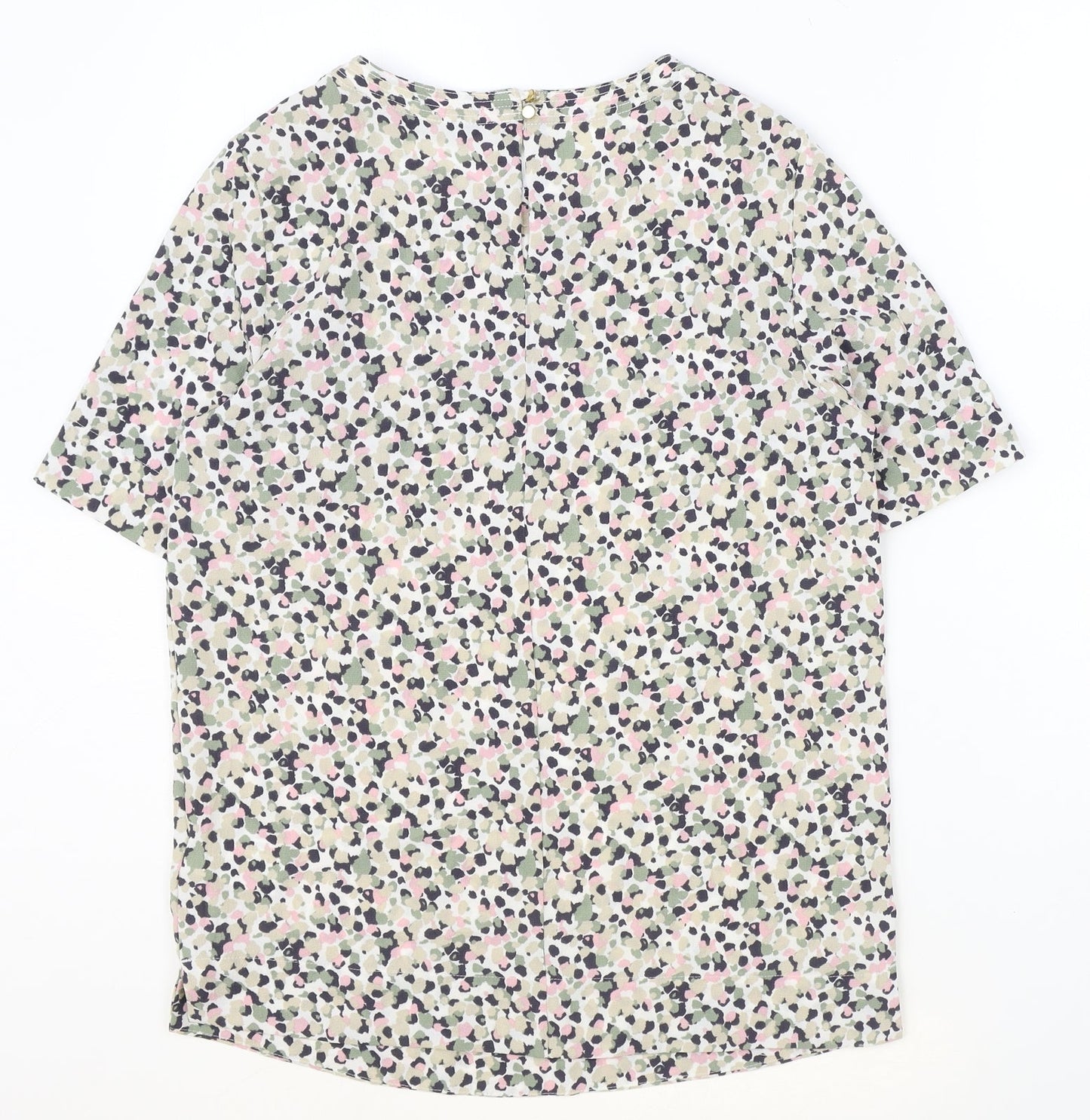 Marks and Spencer Womens Multicoloured Geometric Polyester Basic T-Shirt Size 6 Round Neck