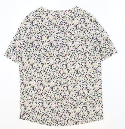 Marks & Spencer Womens Multicoloured Geometric Polyester Basic T-Shirt Size 6 Round Neck
