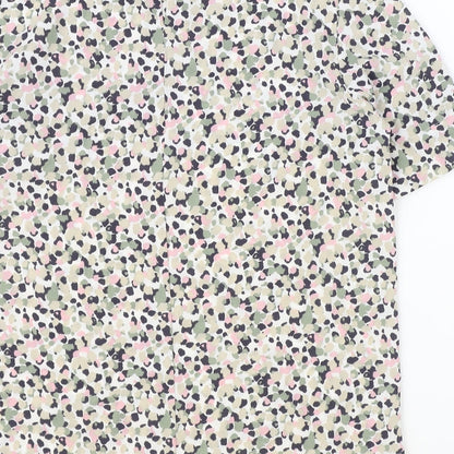 Marks & Spencer Womens Multicoloured Geometric Polyester Basic T-Shirt Size 6 Round Neck