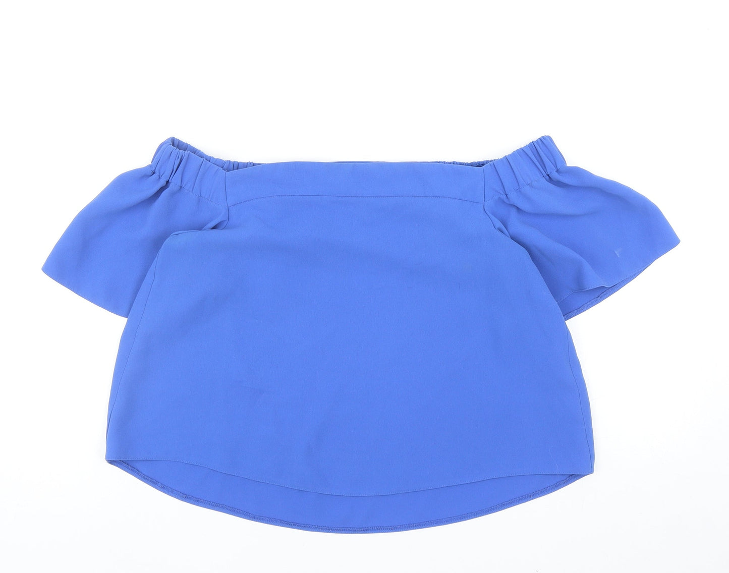 Topshop Womens Blue Polyester Cropped Blouse Size 10 Off the Shoulder - Bardot
