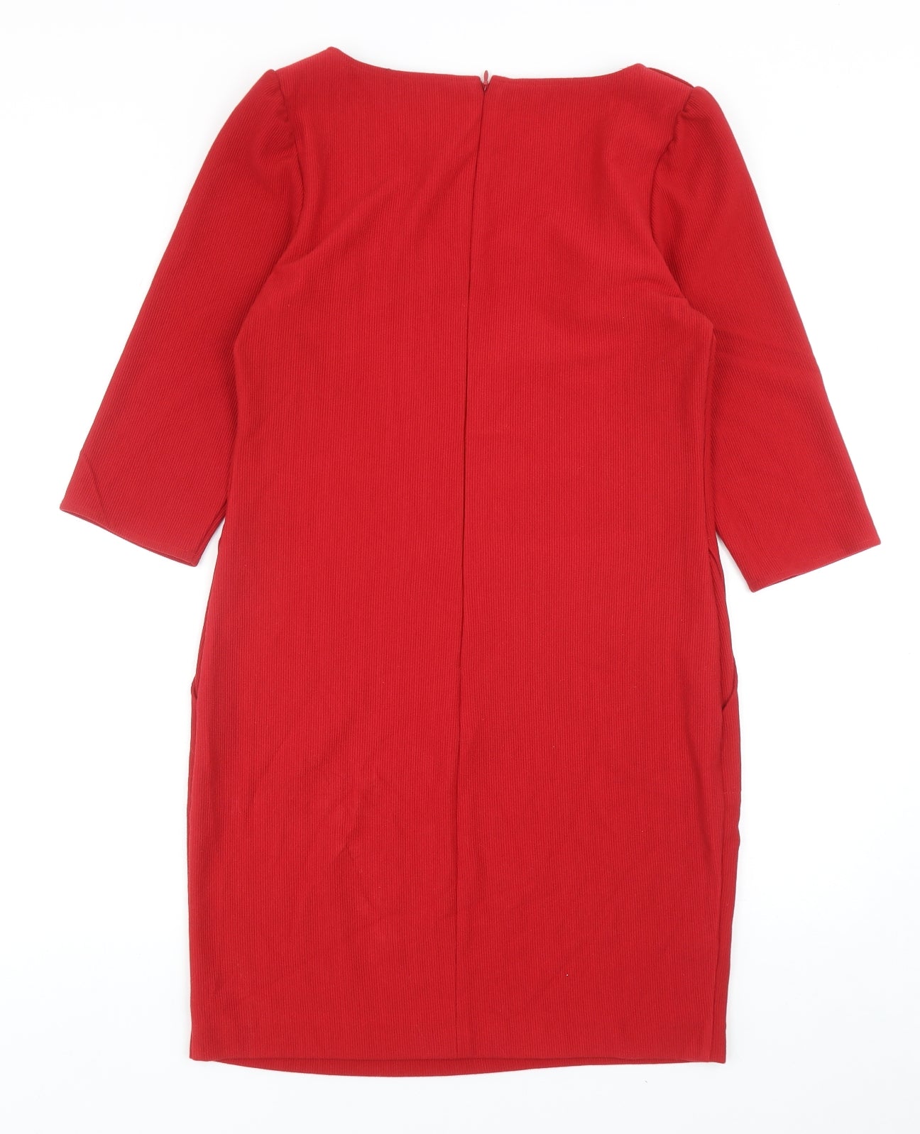 NEXT Womens Red Polyester A-Line Size 12 Scoop Neck Zip