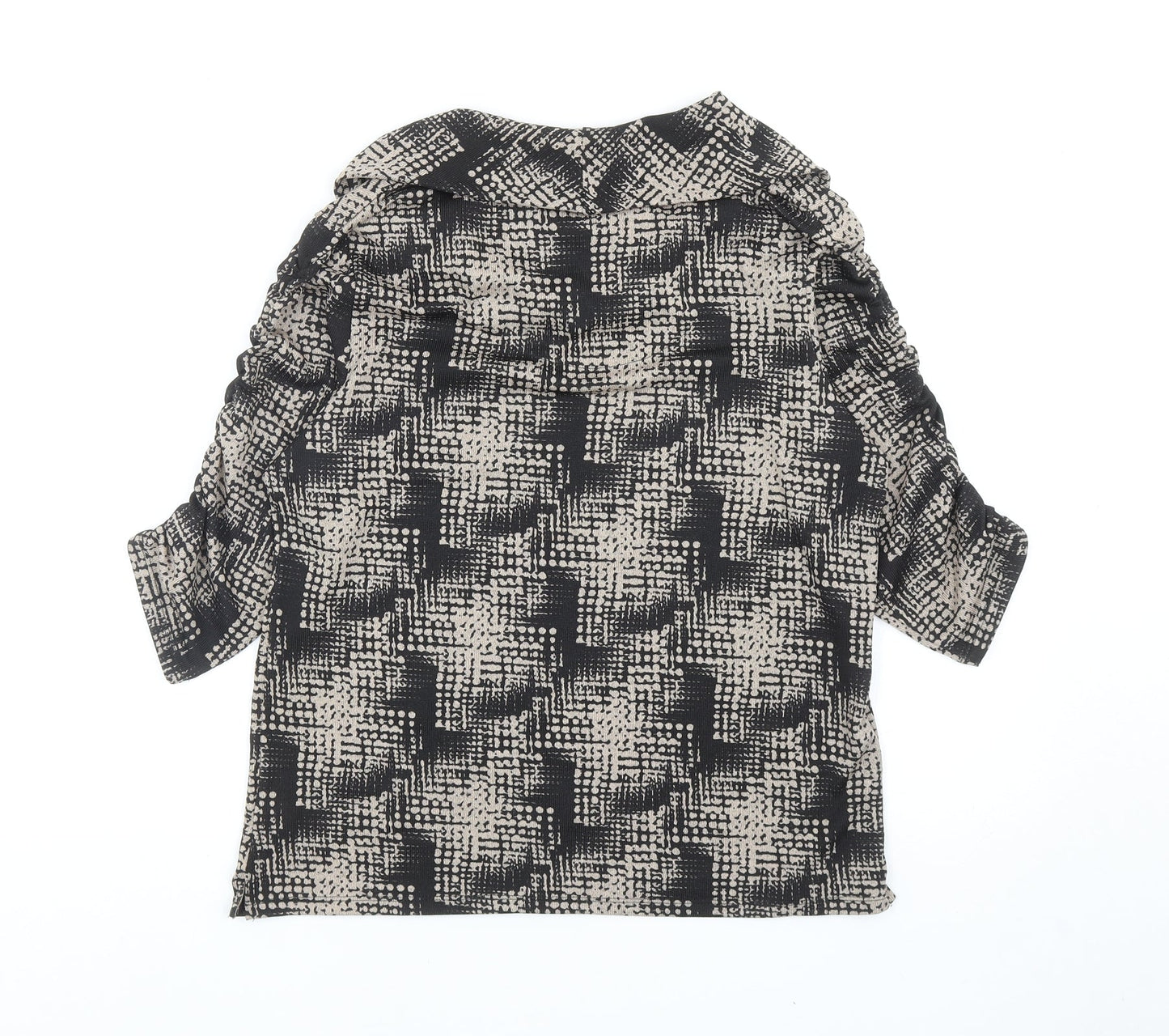 Tigi Womens Black Geometric Polyester Basic Blouse Size 12 Roll Neck