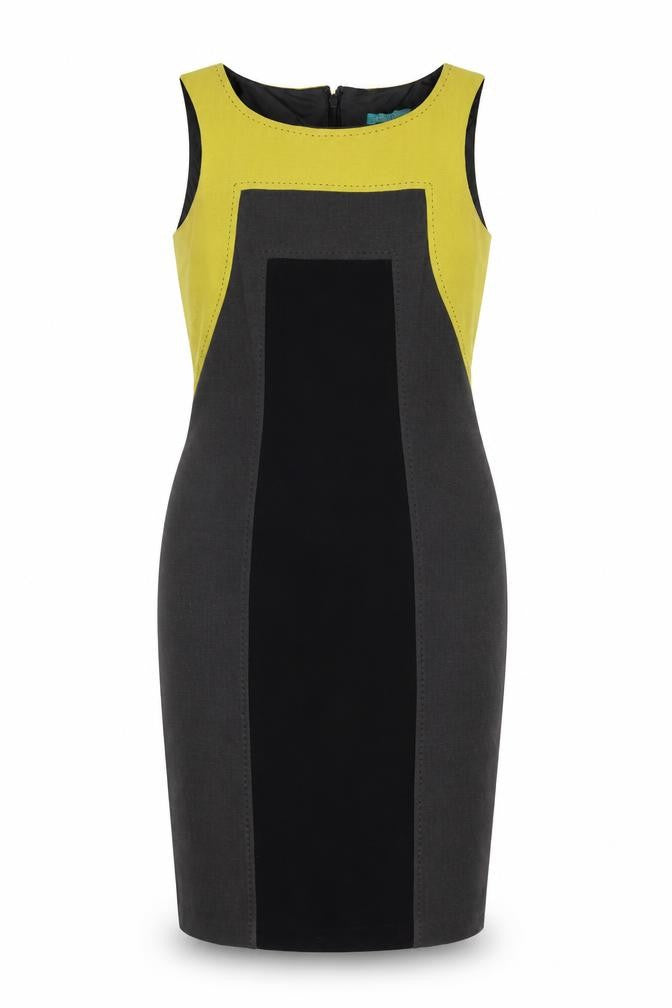 Marks and Spencer Womens Grey Polyester Bodycon Size 10 Round Neck Zip - Colourblock