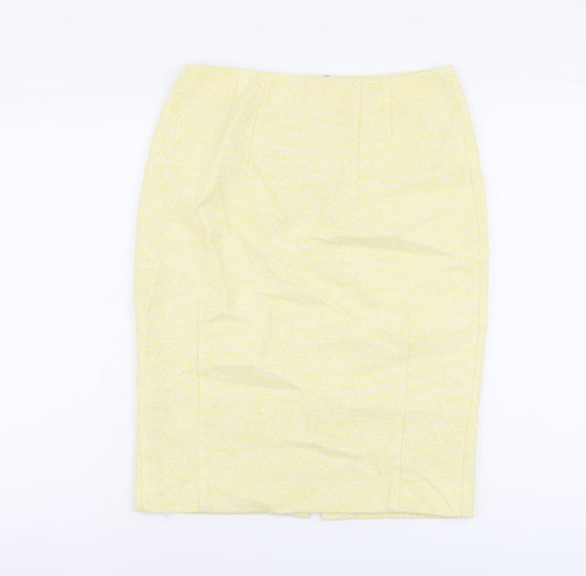 Saba Womens Yellow Cotton Straight & Pencil Skirt Size 10 Zip
