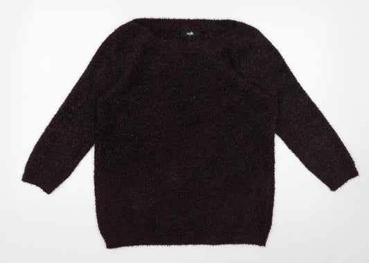 Wallis Womens Purple Boat Neck Polyester Pullover Jumper Size M