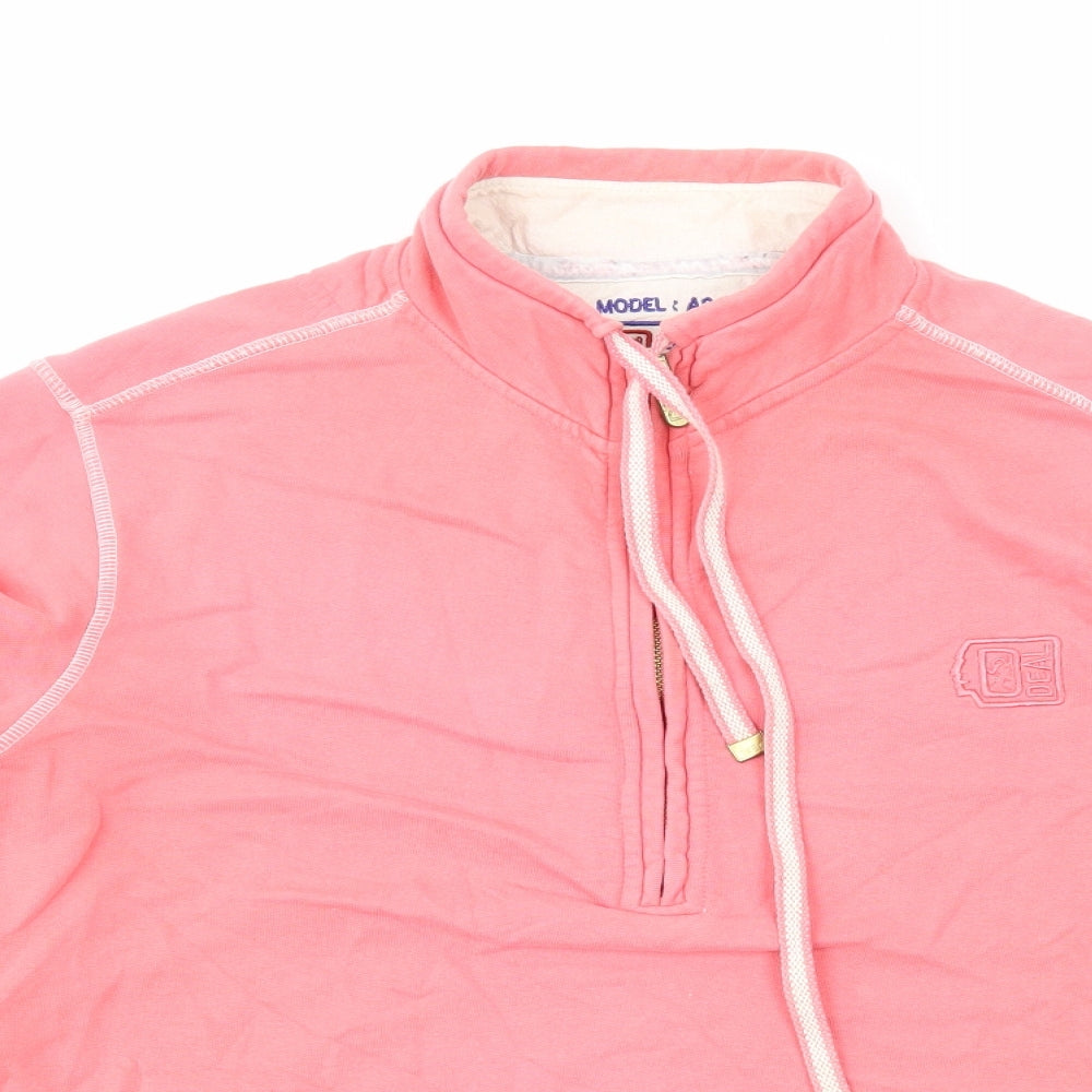 Deal Womens Pink High Neck Cotton Pullover Jumper Size S