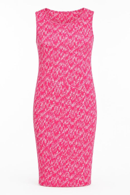 Next Womens Pink Geometric Viscose Tank Dress Size 10 Round Neck Pullover