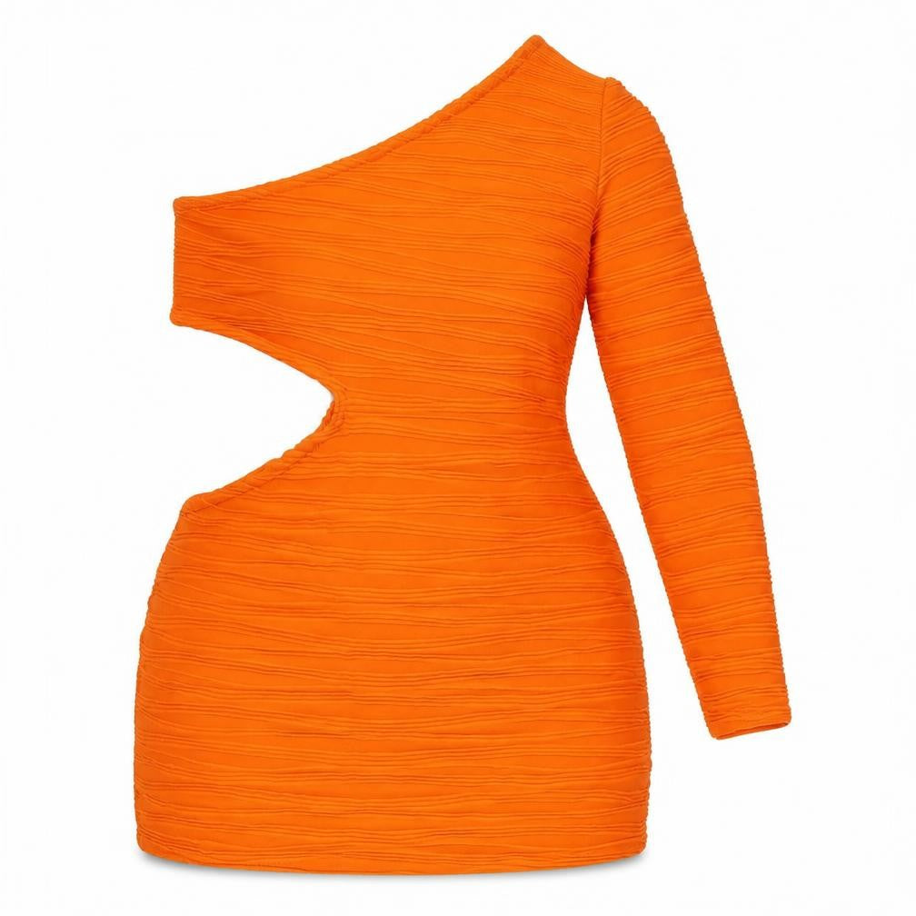 I SAW IT FIRST Womens Orange Polyester Bodycon Size 16 One Shoulder Pullover - Cut Out