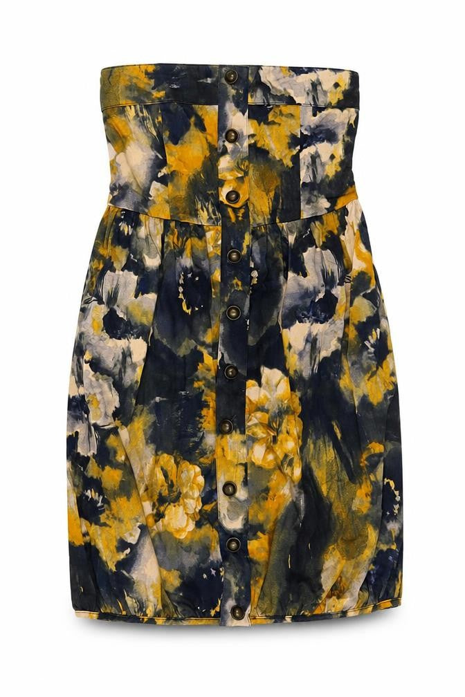 Vera Moda Womens Yellow Floral Cotton Mini Size XS Off the Shoulder Pullover