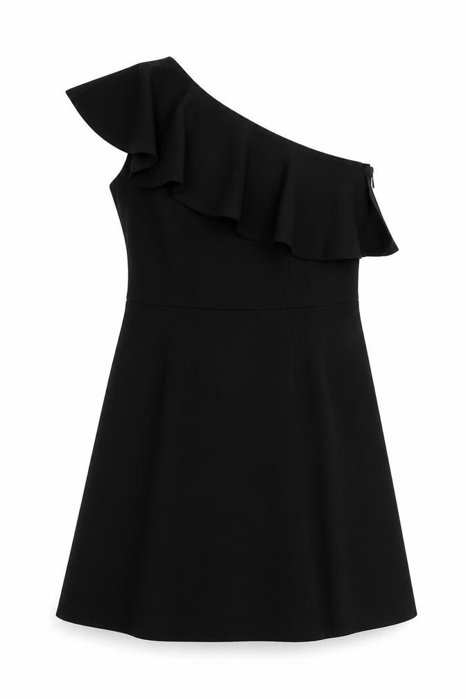 Oasis Womens Black Polyester Fit & Flare Size S One Shoulder Zip