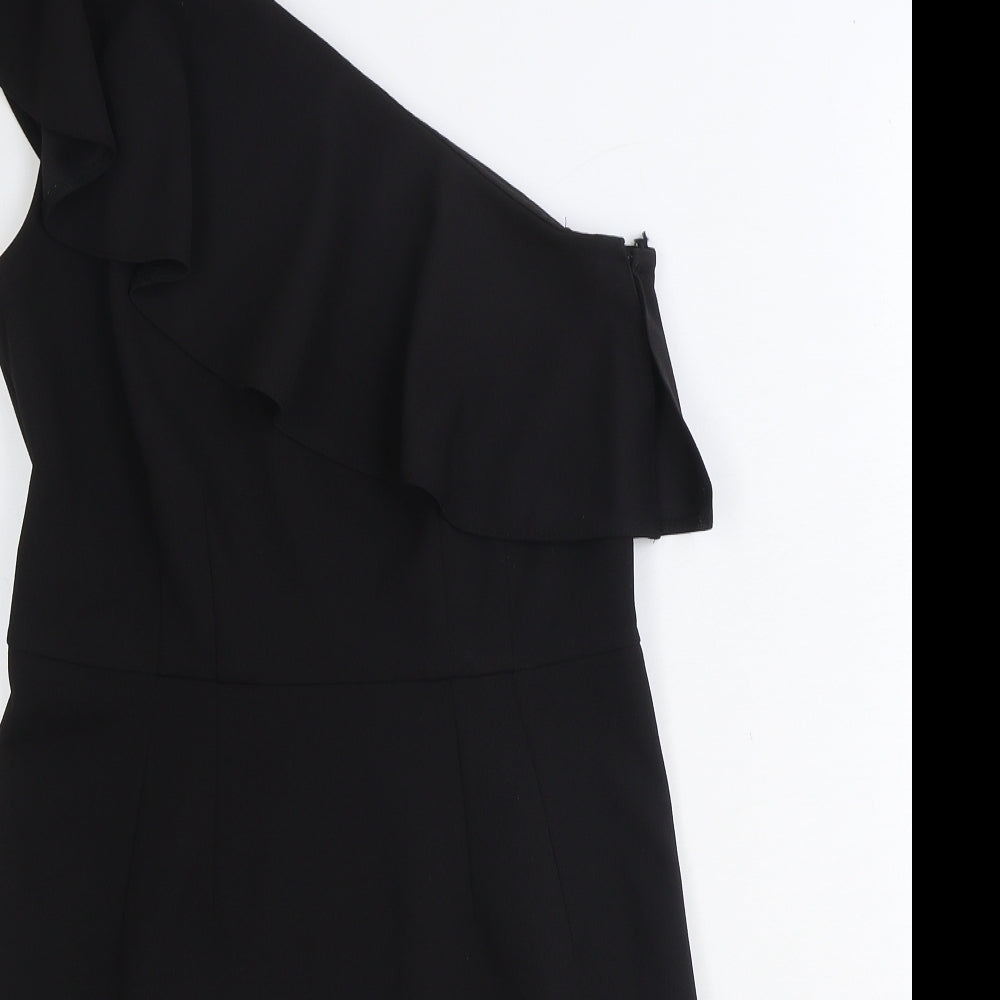 Oasis Womens Black Polyester Fit & Flare Size S One Shoulder Zip