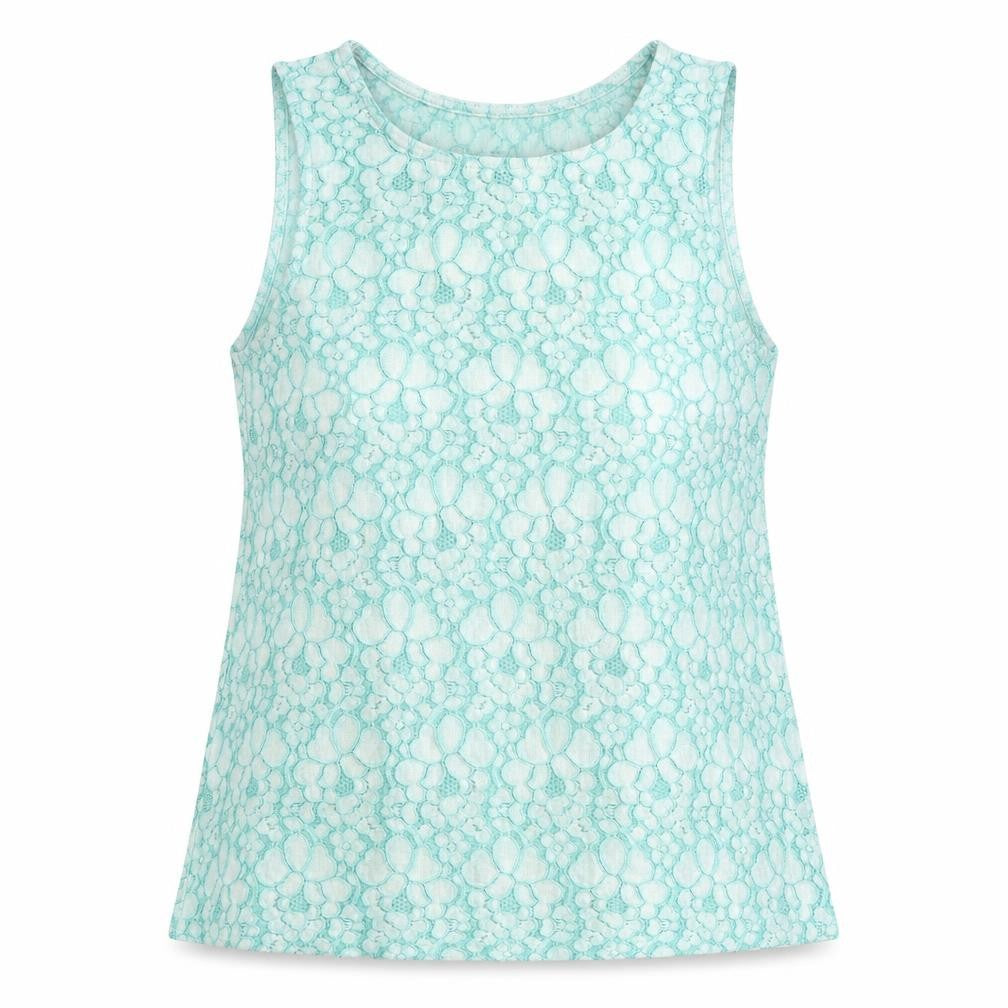 New Look Womens Green Floral Nylon Basic Tank Size 8 Boat Neck