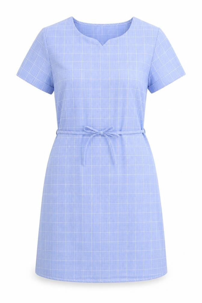 Huimei Womens Blue Plaid Polyester A-Line Size 12 Round Neck Pullover