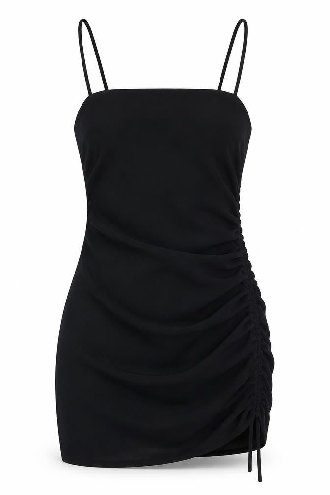 Zara Womens Black Polyester Bodycon Size S Square Neck Zip