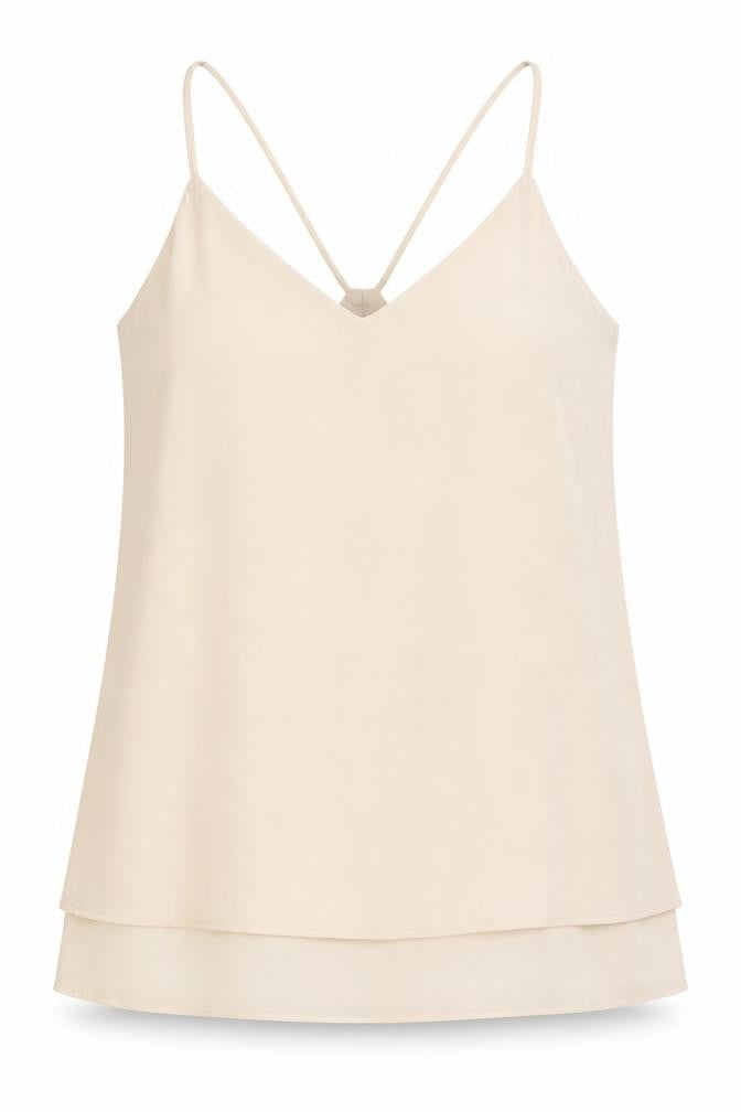 New Look Womens Beige Polyester Basic Tank Size 10 V-Neck