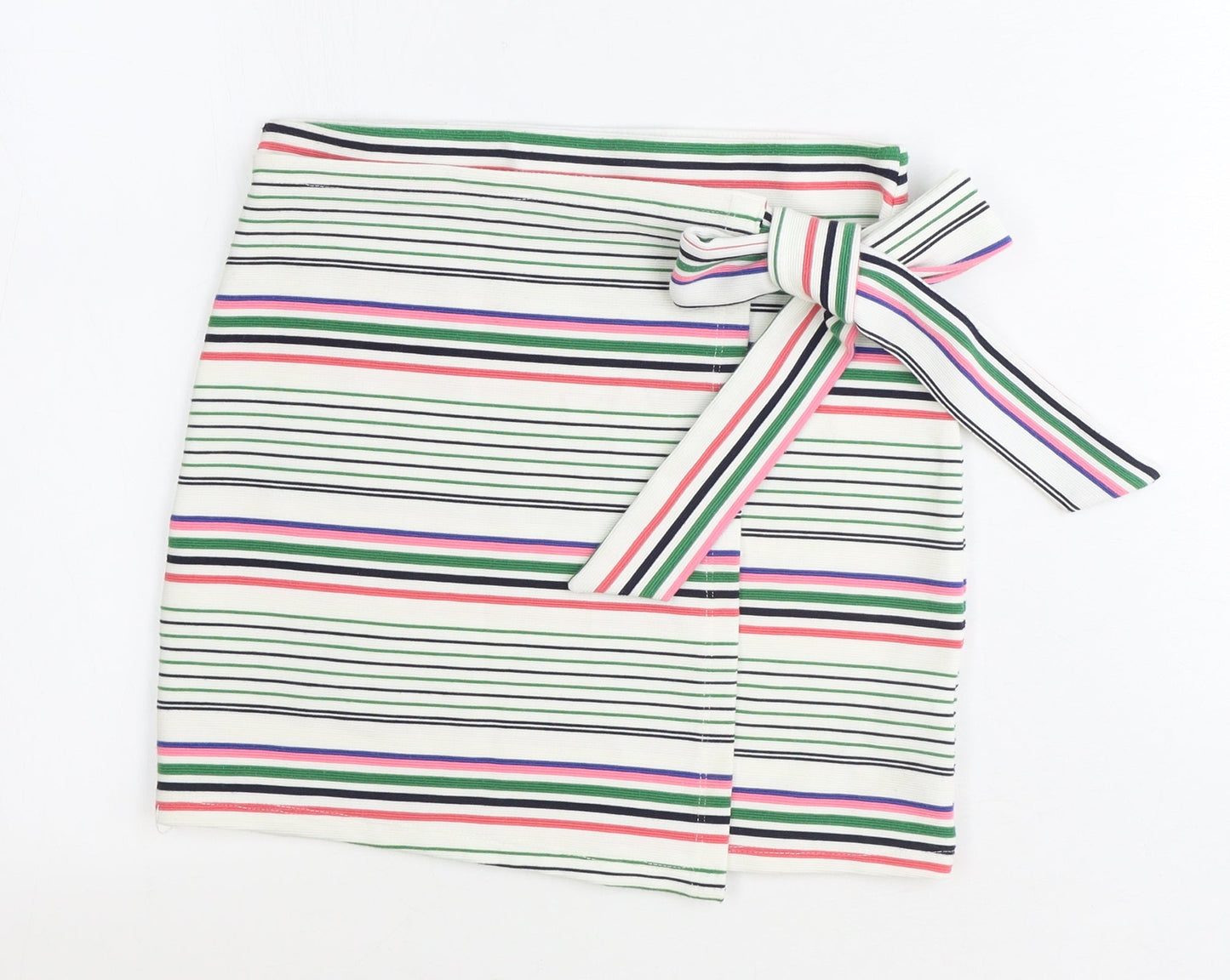 Topshop Womens White Striped Polyester Wrap Skirt Size 6