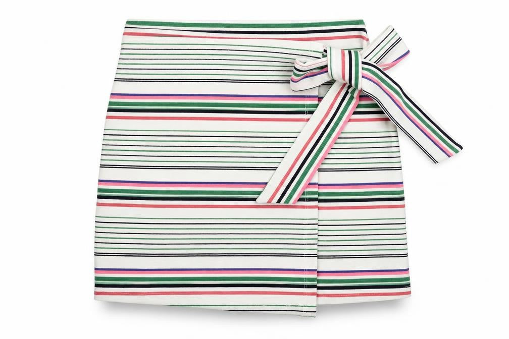 Topshop Womens White Striped Polyester Wrap Skirt Size 6