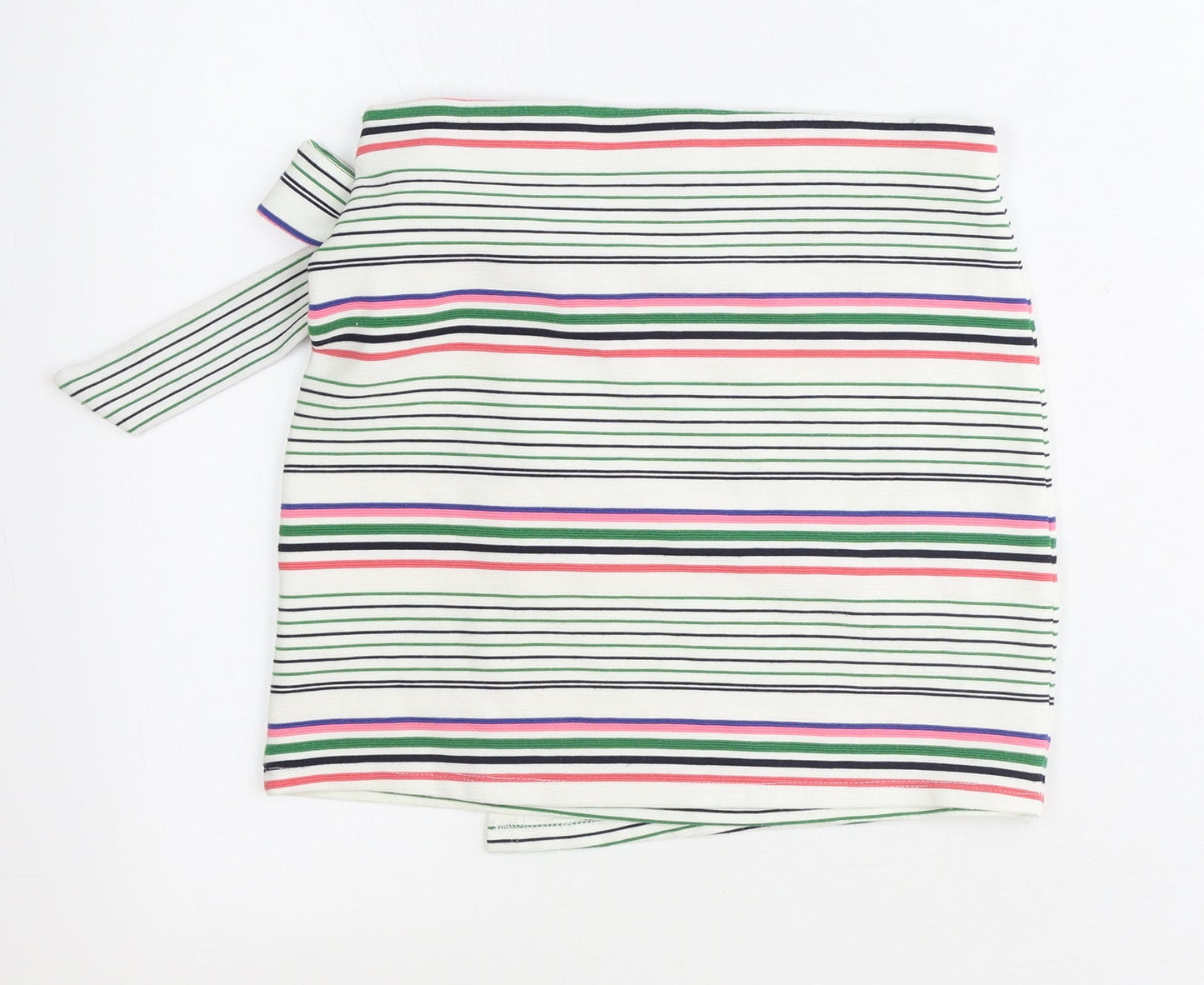 Topshop Womens White Striped Polyester Wrap Skirt Size 6