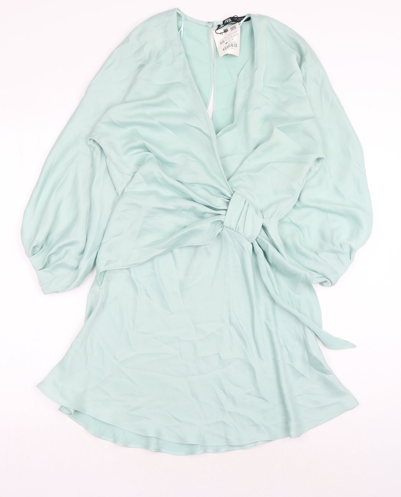 Zara Womens Blue Polyester A-Line Size XS V-Neck Pullover