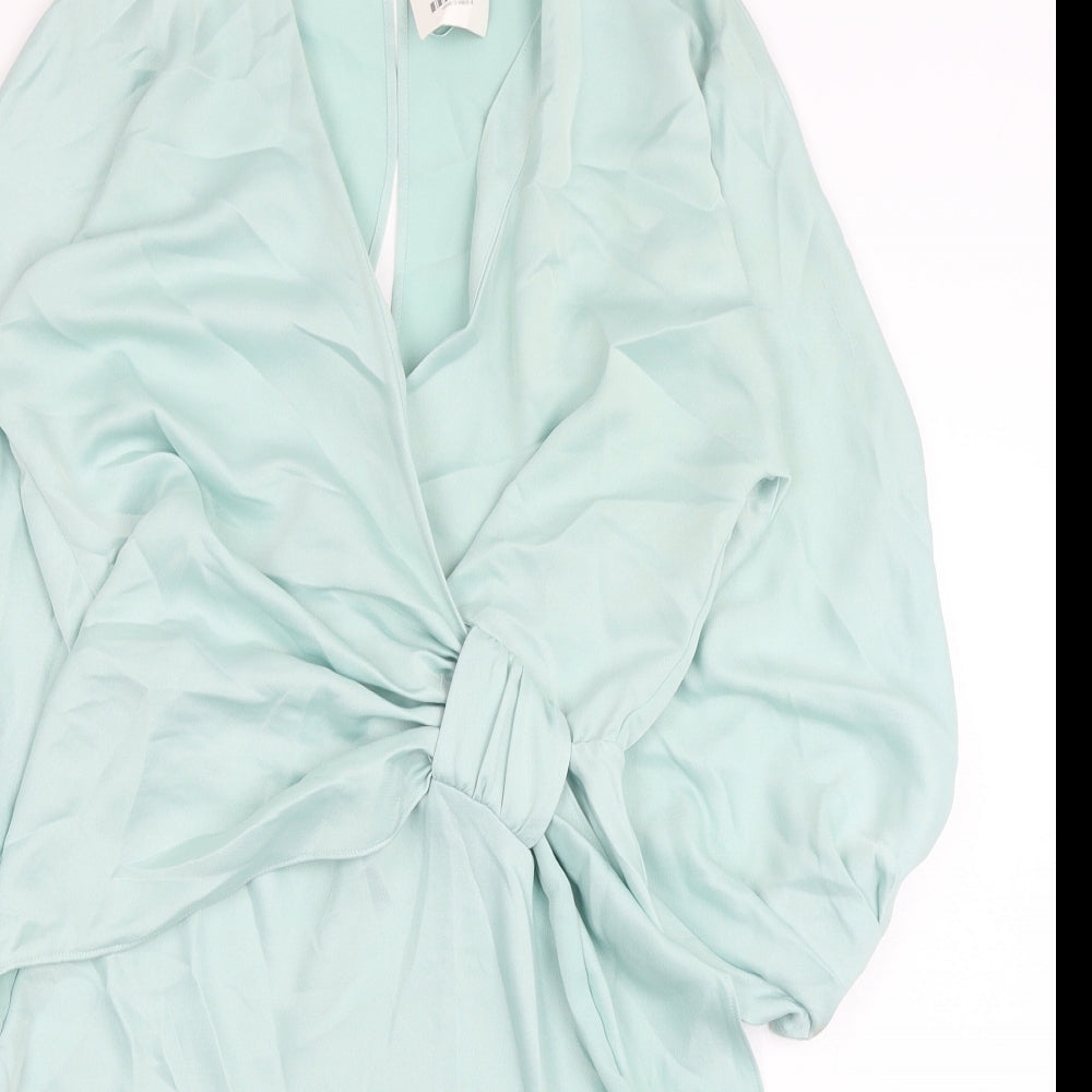 Zara Womens Blue Polyester A-Line Size XS V-Neck Pullover