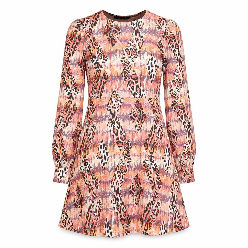 Boohoo Womens Orange Geometric Polyester A-Line Size 10 Round Neck