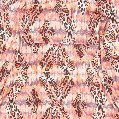 Boohoo Womens Orange Geometric Polyester A-Line Size 10 Round Neck