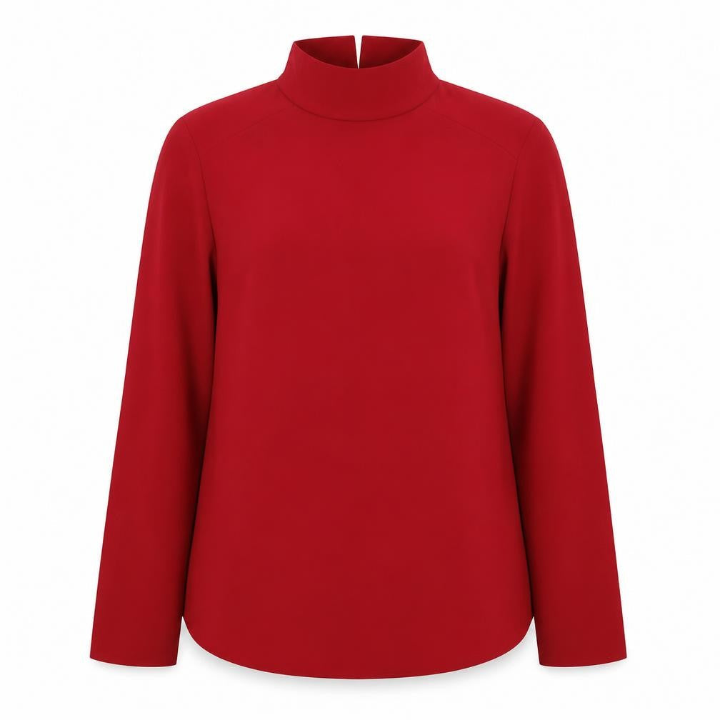 Atmosphere Womens Red Polyester Basic Blouse Size 10 Mock Neck