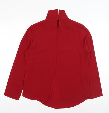 Atmosphere Womens Red Polyester Basic Blouse Size 10 Mock Neck