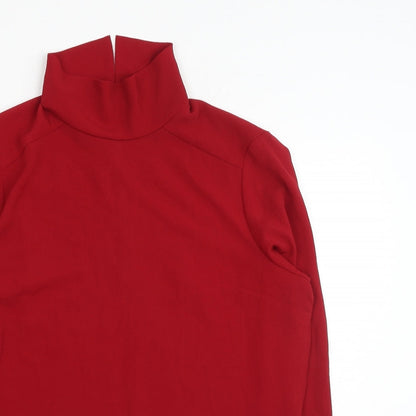 Atmosphere Womens Red Polyester Basic Blouse Size 10 Mock Neck