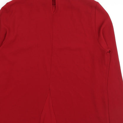 Atmosphere Womens Red Polyester Basic Blouse Size 10 Mock Neck