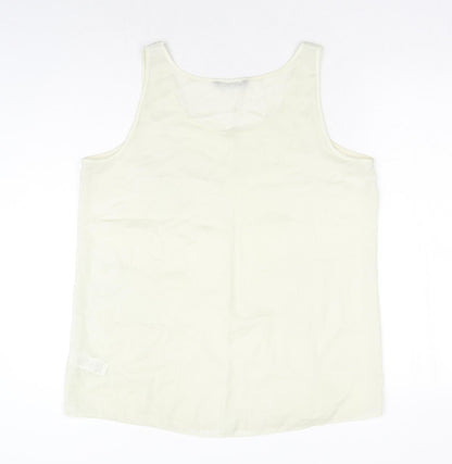 Marks & Spencer Womens White Polyester Basic Tank Size 16 Round Neck