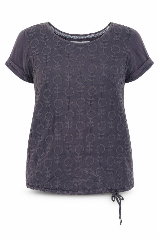 Debenhams Womens Blue Floral Polyester Basic T-Shirt Size 10 Boat Neck